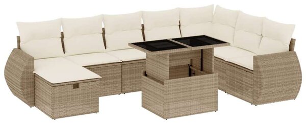 VidaXL Polyrattan Kerti Ülőgarnitúra - 9 részes - Bézs