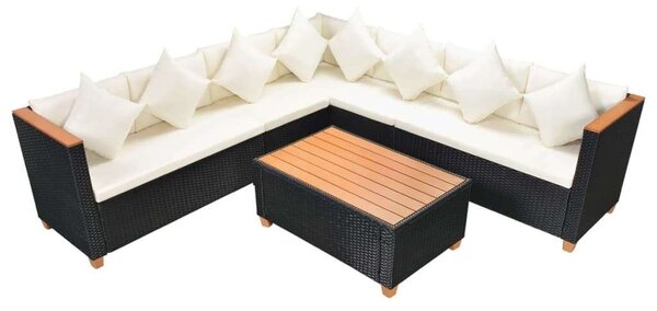 VidaXL Polyrattan Kerti Bútorszett - 5 részes, Fekete