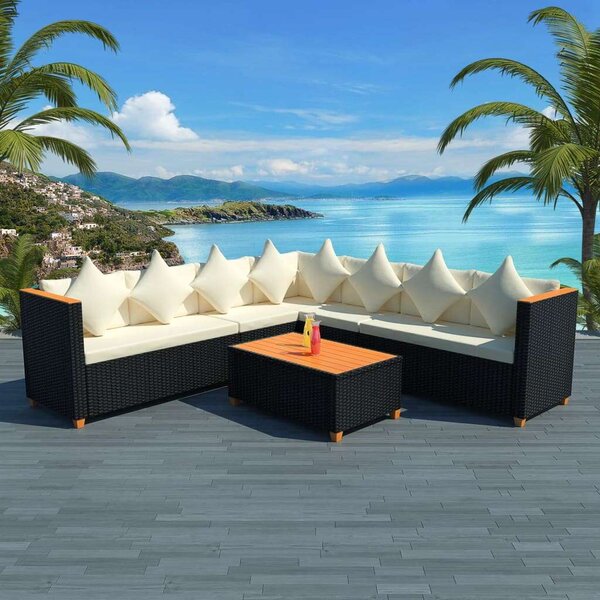 VidaXL Polyrattan Kerti Bútorszett - 5 részes, Fekete