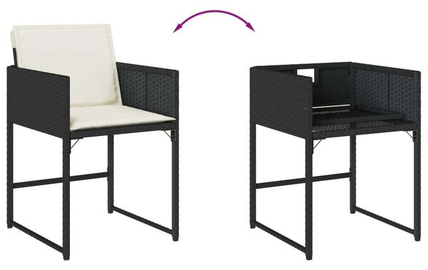 VidaXL - 9 részes Kerti Étkezőgarnitúra - Fekete Polyrattan