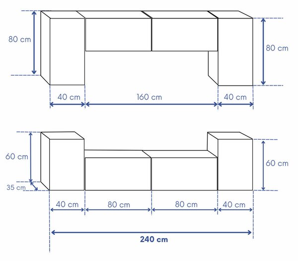 Intenso Concept-26 nappali faliszekrény sor - 240 cm (magasfényű szürke)