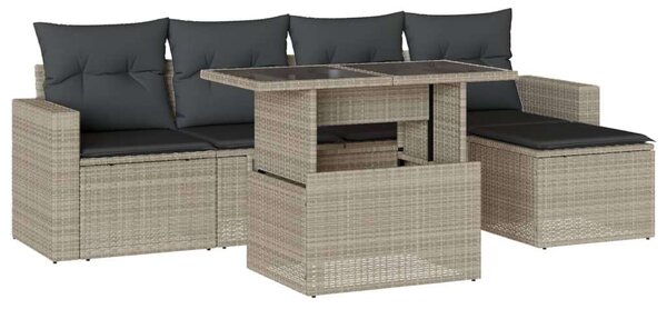 VidaXL Polyrattan Kerti Ülőgarnitúra - 6 részes, Világosszürke