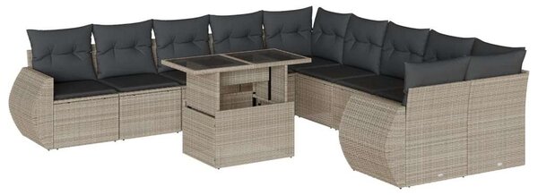 VidaXL Polyrattan Kerti Ülőgarnitúra - 11 részes, Világosszürke