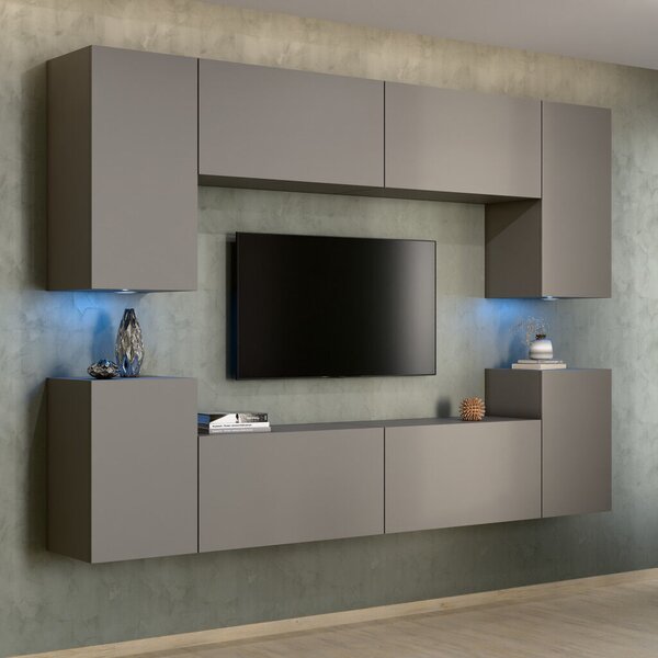 Intenso Concept-26 nappali faliszekrény sor - 240 cm (szürkésbarna)