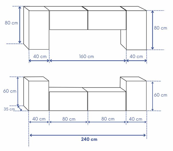 Intenso Concept-26 nappali faliszekrény sor - 240 cm (szürkésbarna)
