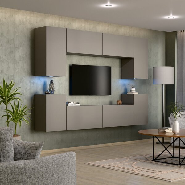Intenso Concept-26 nappali faliszekrény sor - 240 cm (szürkésbarna)