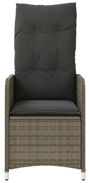 2 db szürke polyrattan dönthető kerti szék asztallal