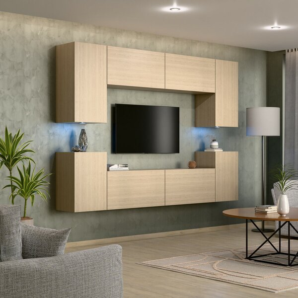 Intenso Concept-26 nappali faliszekrény sor - 240 cm (világos tölgy)