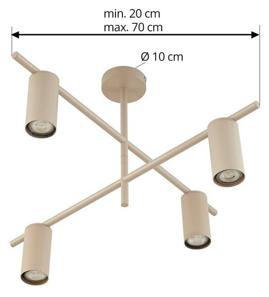 Lindby mennyezeti lámpa Marilou, bézs, 4 lámpás, Ø 70 cm, dimmelhető, Krém / borostyánsárga, Nappali / Étkező, fém, Modern