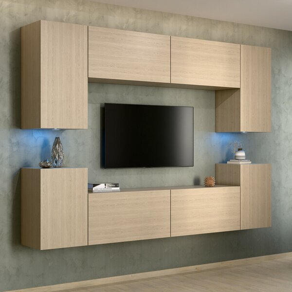 Intenso Concept-26 nappali faliszekrény sor - 240 cm (világos tölgy)