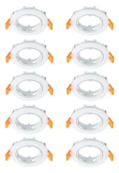 PRIOS Prios mennyezeti süllyesztett lámpa Fibur, fehér, cink, Ø 8,2 cm, 10 db, dimmelhető, Fehér / opál, Nappali / Étkező, fém, Modern