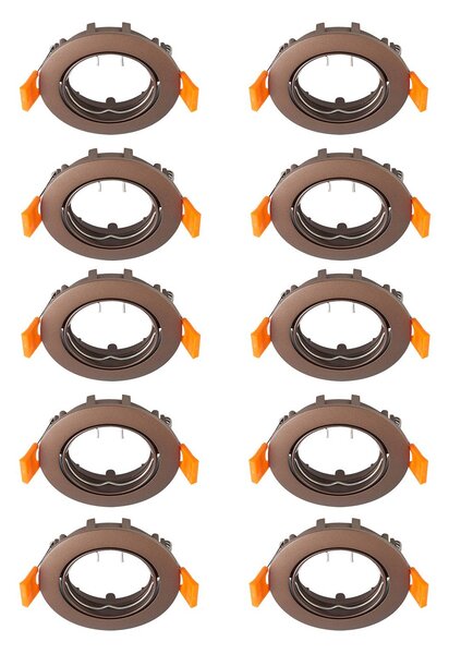 PRIOS Prios mennyezeti süllyesztett lámpa Fibur, bronz, cink, Ø 8,2cm, 10 db, dimmelhető, Bronz / antik sárgaréz, Nappali / Étkező, fém, Modern