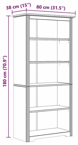 VidaXL Könyvszekrény BODO 5 szintes 82 x 40 x 173 cm Szerelt Fa