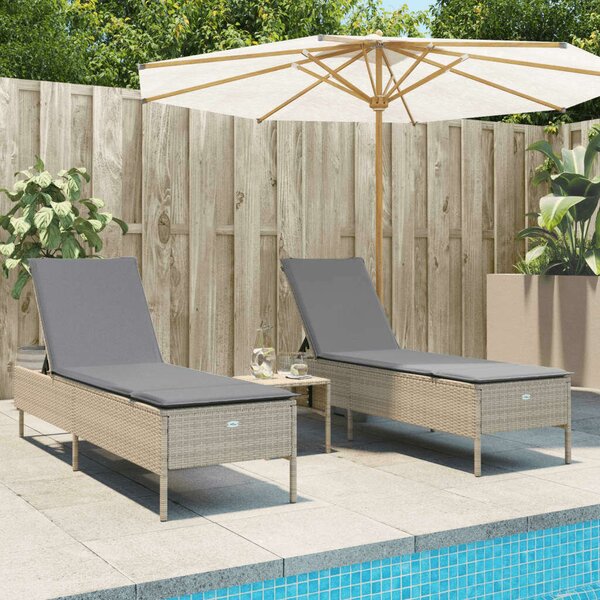 VidaXL Polyrattan Napozóágy (2 db) - Bézs