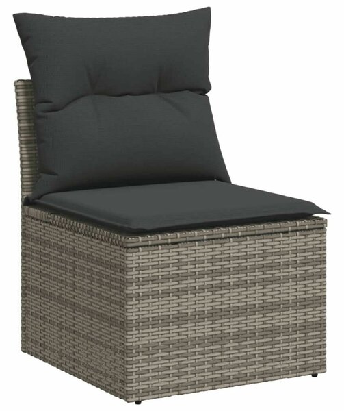VidaXL 7 részes szürke polyrattan kerti ülőgarnitúra párnákkal