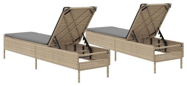 VidaXL Polyrattan Napozóágy (2 db) - Bézs