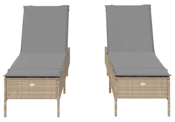 VidaXL Polyrattan Napozóágy (2 db) - Bézs