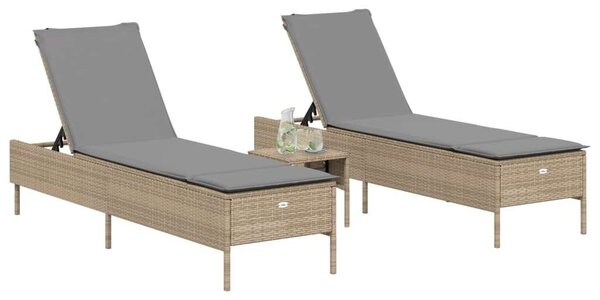 VidaXL Polyrattan Napozóágy (2 db) - Bézs