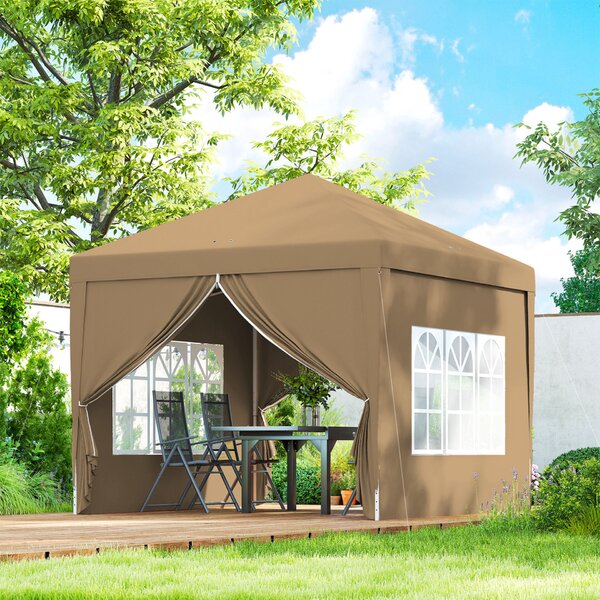 Outsunny 3x3 m-es összecsukható szabadtéri pavilon 4 oldalpanelekkel, acélból és Oxford szövetből, bézs