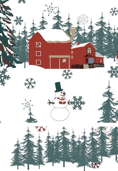 Polipamut ágyneműhuzat SNOWY HOUSES POLY fehér Ágyneműhuzat mérete: 70 x 90 cm | 140 x 200 cm