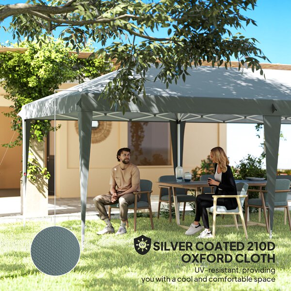 Outsunny Összecsukható Kerti Sátor Szállítótáskával, Epoxi Acél és Oxford Poliészter, 5,85x2,95x2,7 m, Szürke