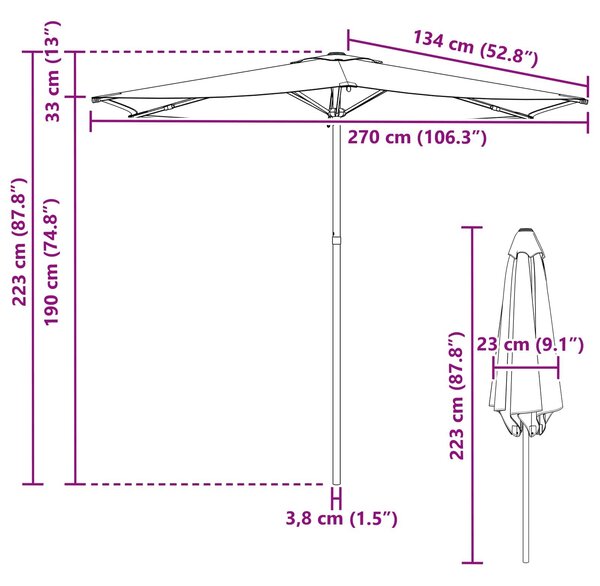 VidaXL Kerti napernyő 270 x 270 cm Poliészter Négyszögletes
