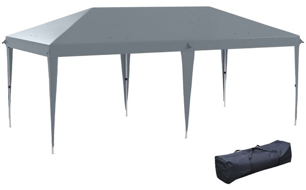 Outsunny Összecsukható Kerti Sátor Szállítótáskával, Epoxi Acél és Oxford Poliészter, 5,85x2,95x2,7 m, Szürke