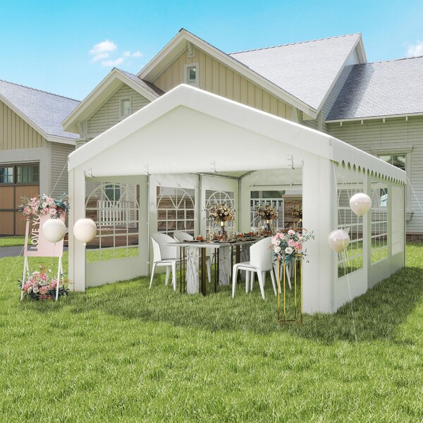 Outsunny Kültéri Pavilon Rendezvényekhez, Esküvőkhöz, Acélkerettel, 6 x 4 m