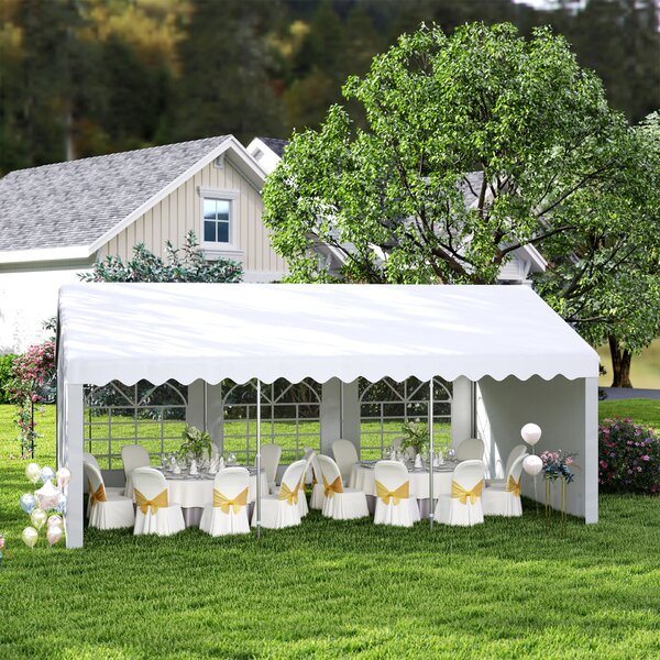 Outsunny Kültéri Pavilon Rendezvényekhez, Esküvőkhöz, Acélkerettel, 6 x 4 m