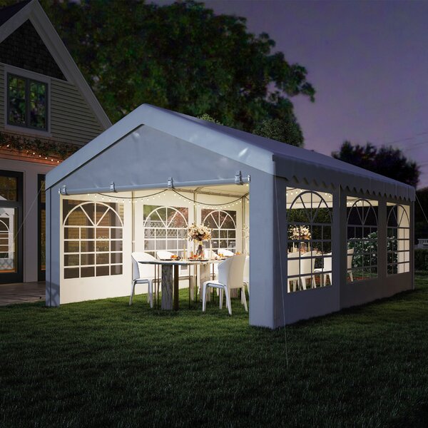 Outsunny Kültéri Pavilon Rendezvényekhez, Esküvőkhöz, Acélkerettel, 6 x 4 m