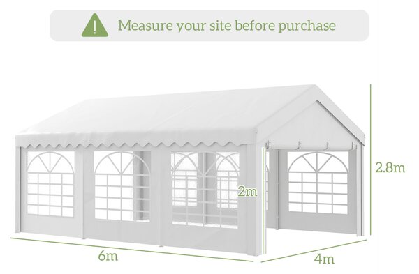 Outsunny Kültéri Pavilon Rendezvényekhez, Esküvőkhöz, Acélkerettel, 6 x 4 m
