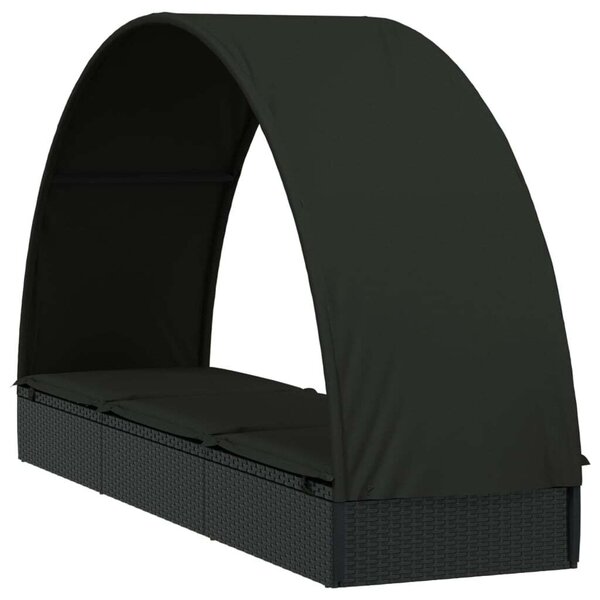 VidaXL Napozóágy - Fekete Polyrattan - 211cm