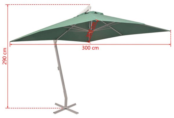 VidaXL Függő Napernyő - Zöld - 300x300 cm