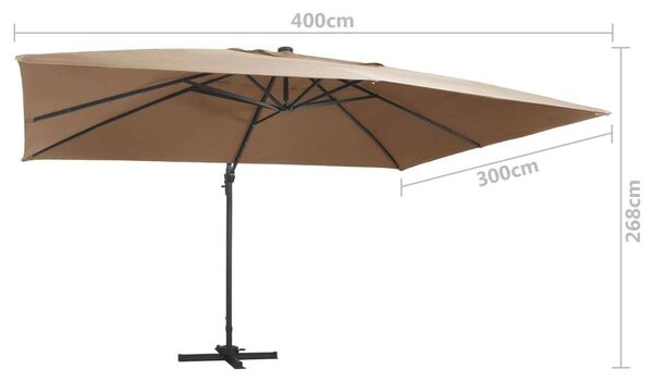 VidaXL tópszínű konzolos napernyő LED-del/alumínium rúddal 400x300 cm