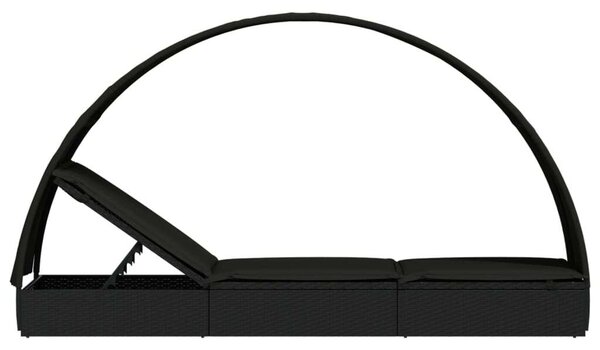 VidaXL Napozóágy - Fekete Polyrattan - 211cm
