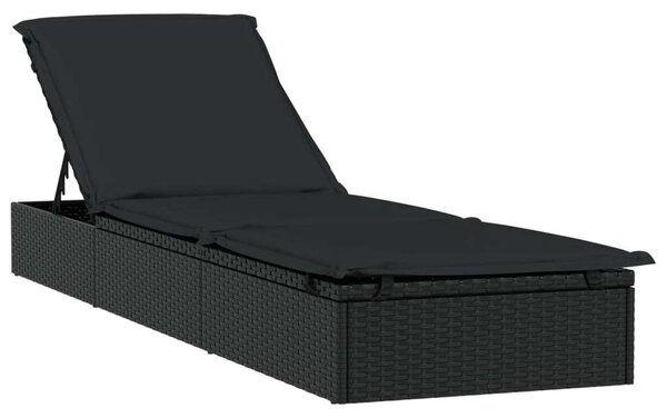 VidaXL Napozóágy - Fekete Polyrattan - 211cm