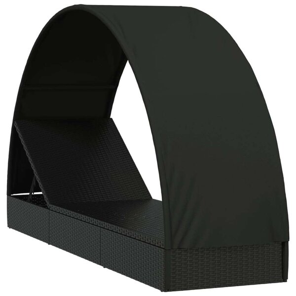 VidaXL Napozóágy - Fekete Polyrattan - 211cm