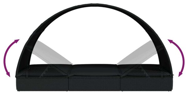 VidaXL Napozóágy - Fekete Polyrattan - 211cm