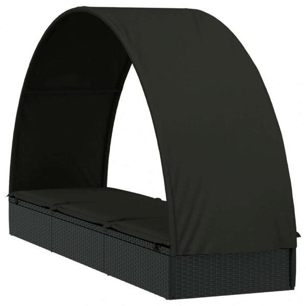 VidaXL Napozóágy - Fekete Polyrattan - 211cm