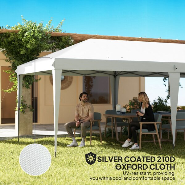 Outsunny felugró (pop-up) összecsukható kerti pavilon 6x3 m, party sátor hordtáskával, fehér