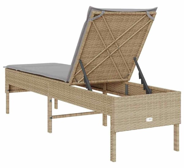 VidaXL bézs polyrattan napozóágy párnával 55x200x44 cm