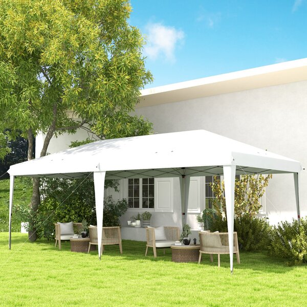 Outsunny felugró (pop-up) összecsukható kerti pavilon 6x3 m, party sátor hordtáskával, fehér