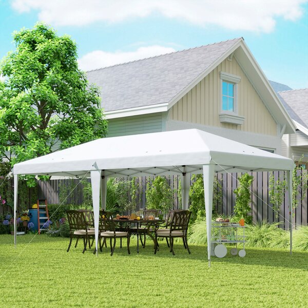 Outsunny felugró (pop-up) összecsukható kerti pavilon 6x3 m, party sátor hordtáskával, fehér