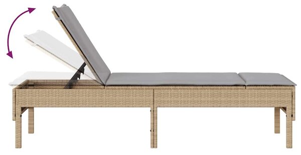 VidaXL bézs polyrattan napozóágy párnával 55x200x44 cm