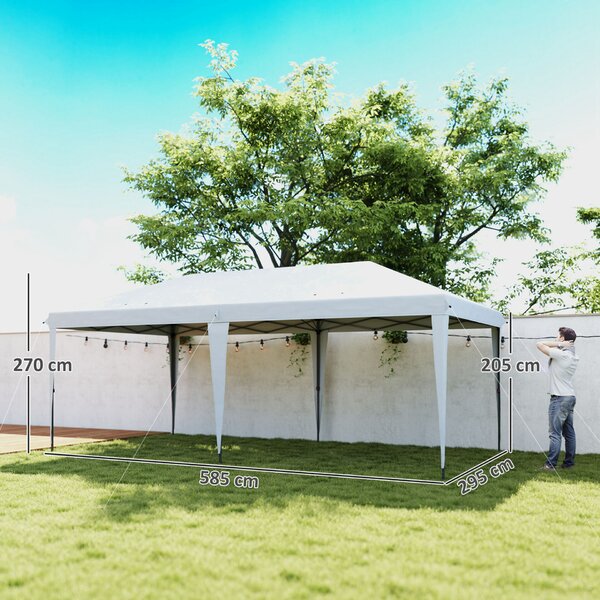 Outsunny felugró (pop-up) összecsukható kerti pavilon 6x3 m, party sátor hordtáskával, fehér