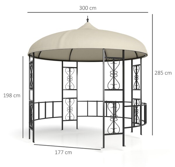 Outsunny kerek kerti pavilon, Gazebo Elegant, 3 m