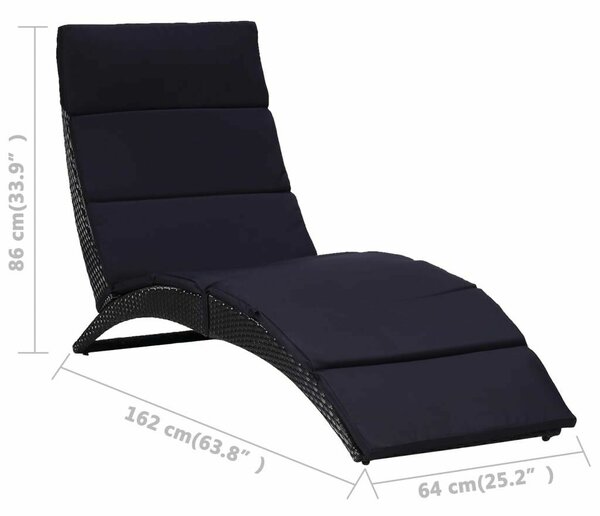VidaXL Polyrattan Napozóágy - 162cm