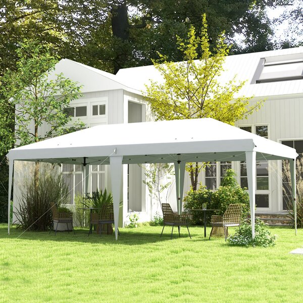 Outsunny felugró (pop-up) összecsukható kerti pavilon 6x3 m, party sátor hordtáskával, fehér