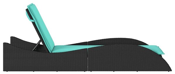 VidaXL fekete polyrattan napozóágy párnával 60 x 205 x 73 cm