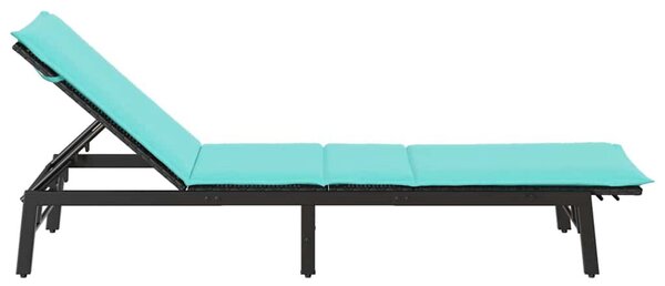 VidaXL fekete polyrattan napozóágy párnával
